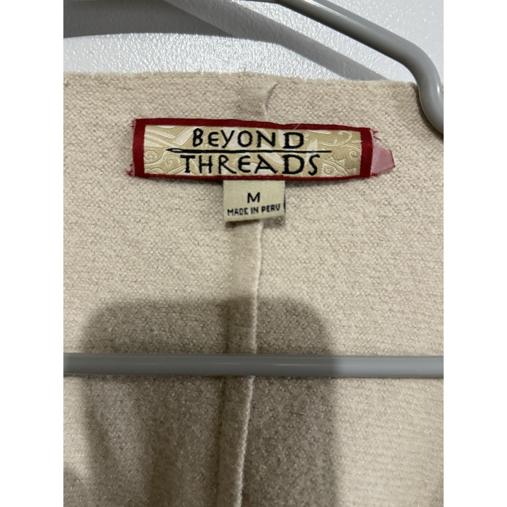 Beyond Threads  Jacket Womens M Beige Alpaca Wool Blend Ruffle Zip A-Symmetrical - Picture 5 of 5